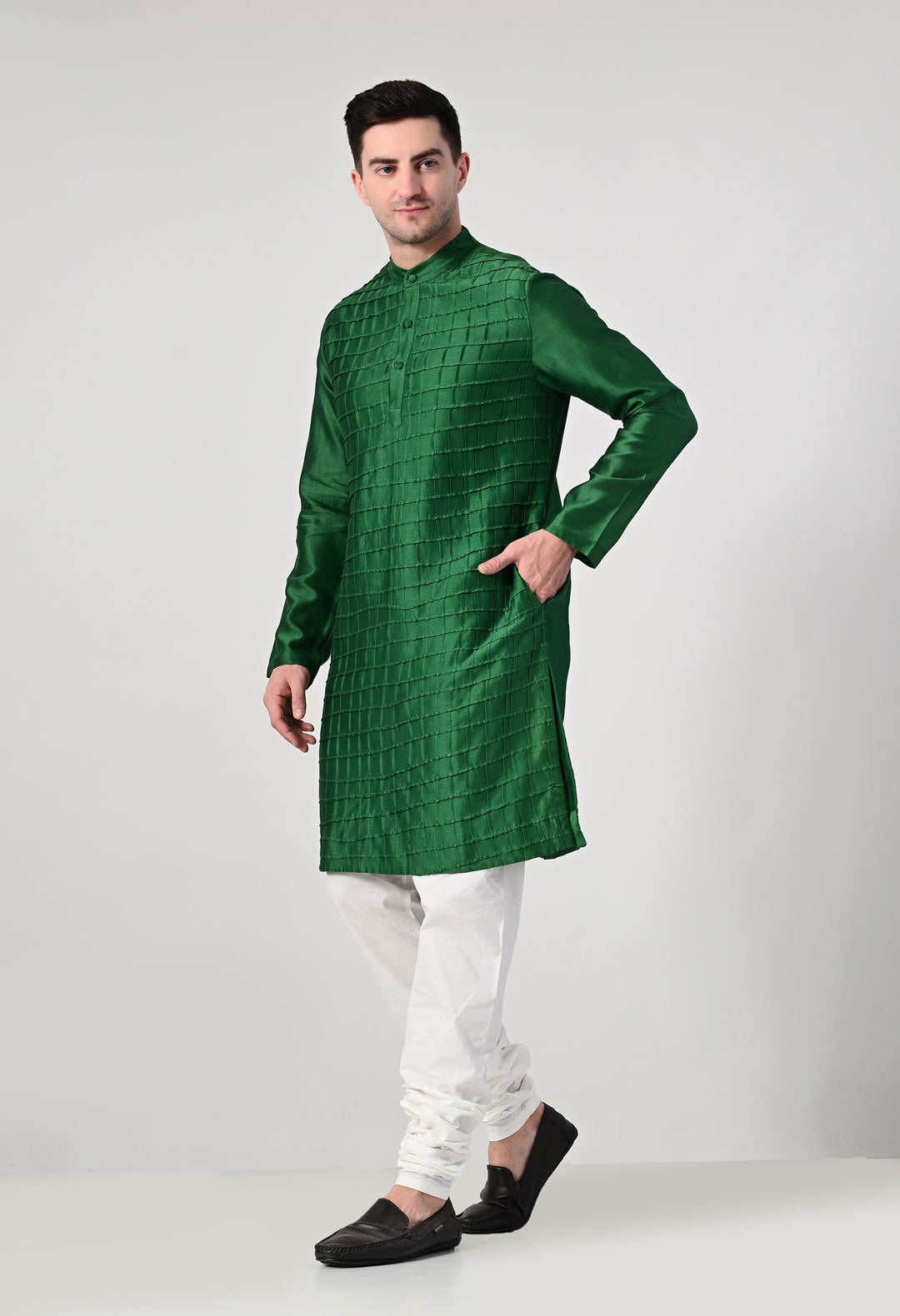 Emerald Green Textured  Kurta Set