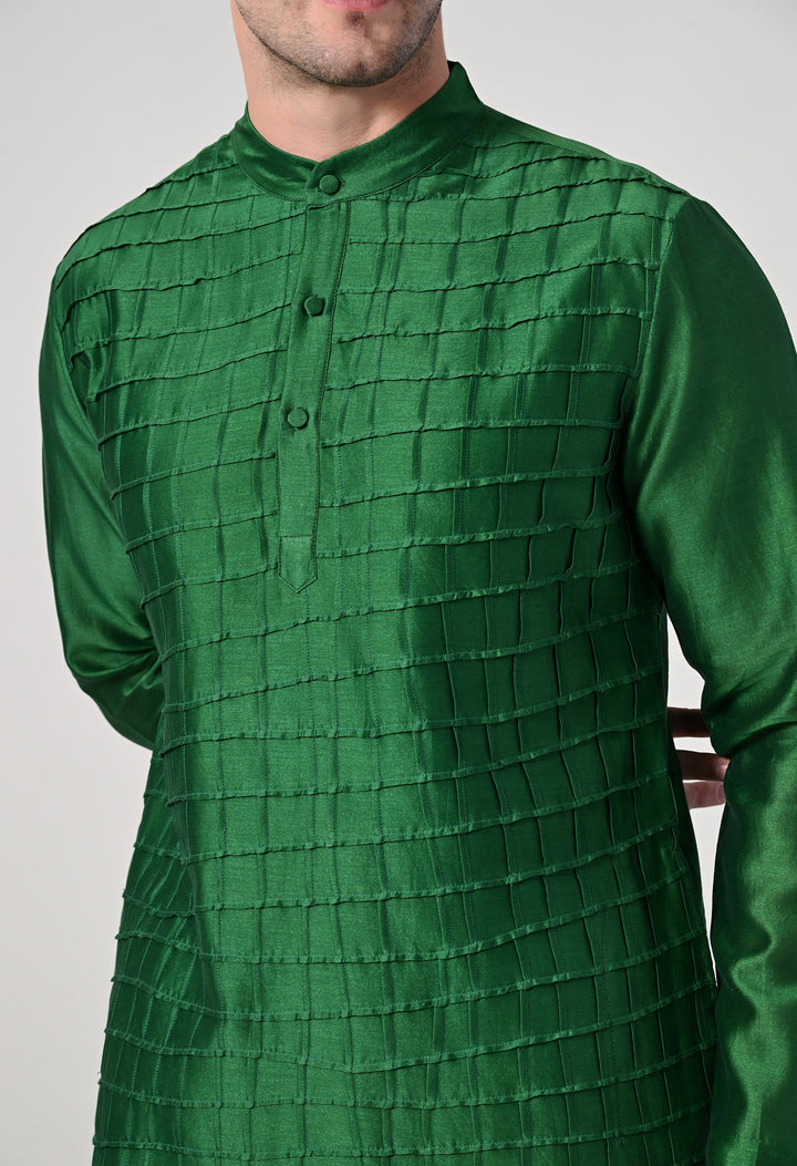 Emerald Green Textured  Kurta Set