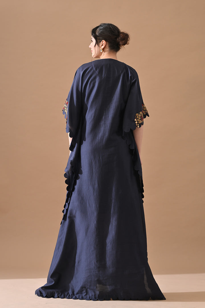 Midnight Navy Embroidered Kaftan Set