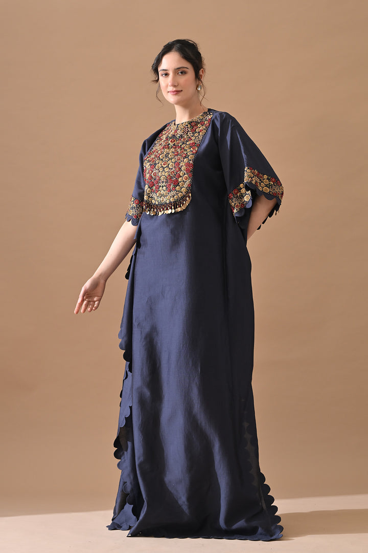 Midnight Navy Embroidered Kaftan Set