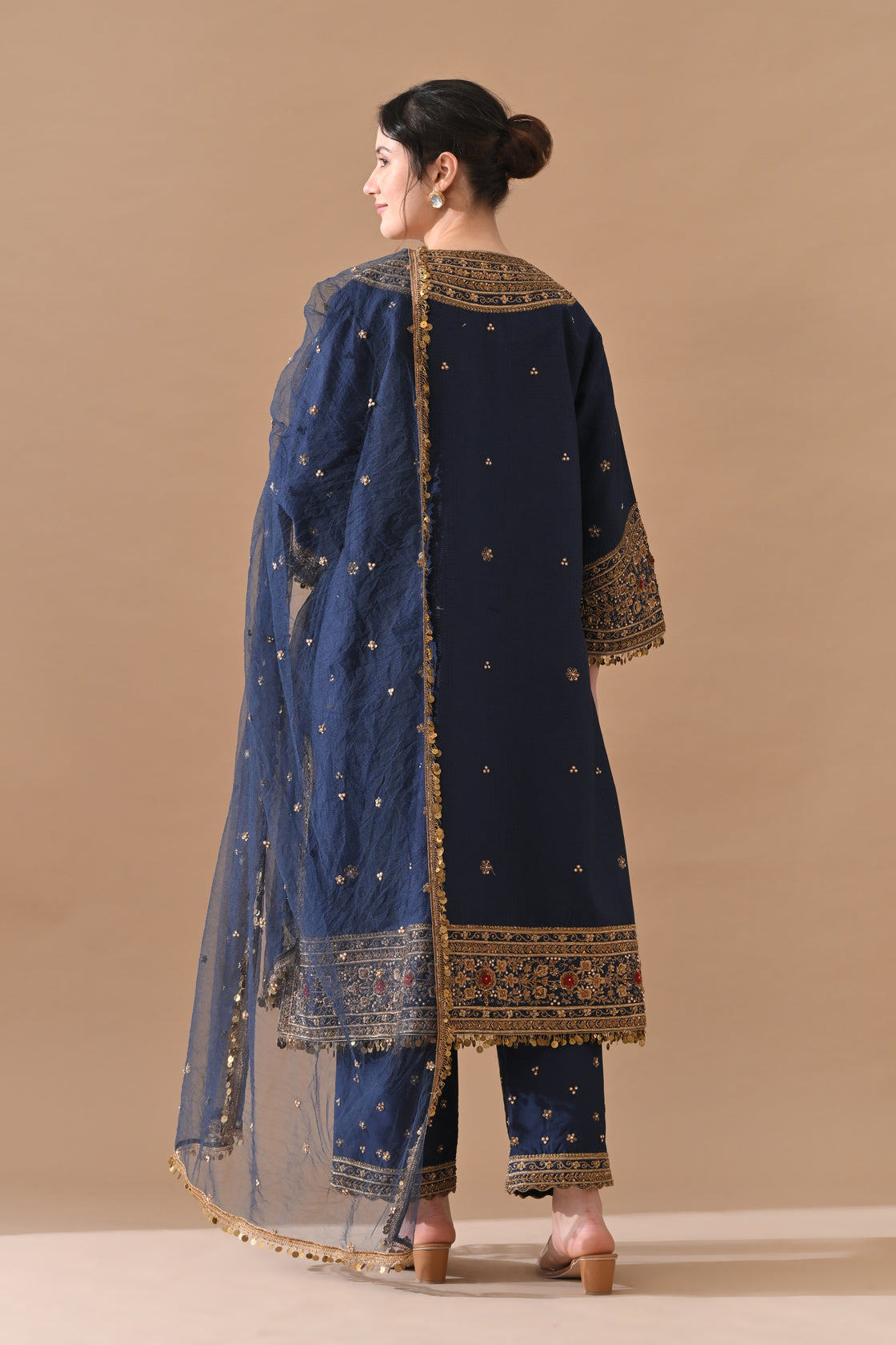 Deep Navy Ornate Embroidered Suit Set