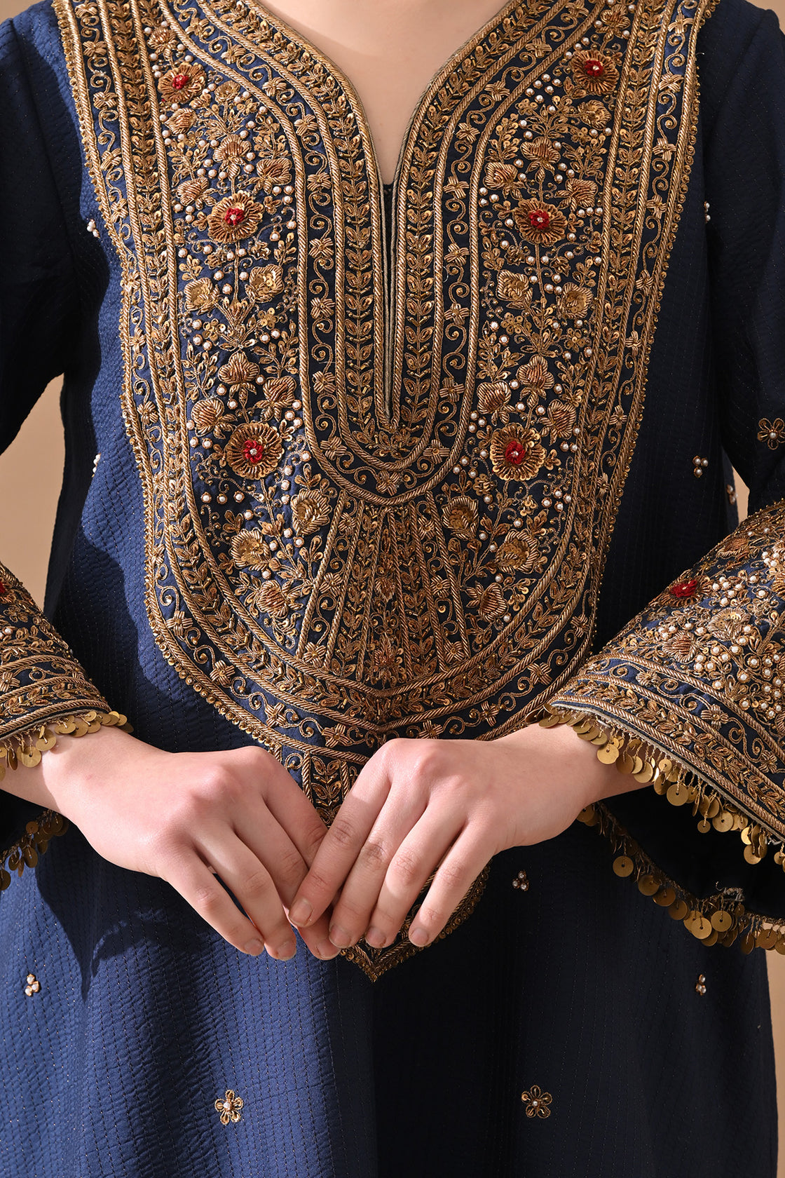 Deep Navy Ornate Embroidered Suit Set