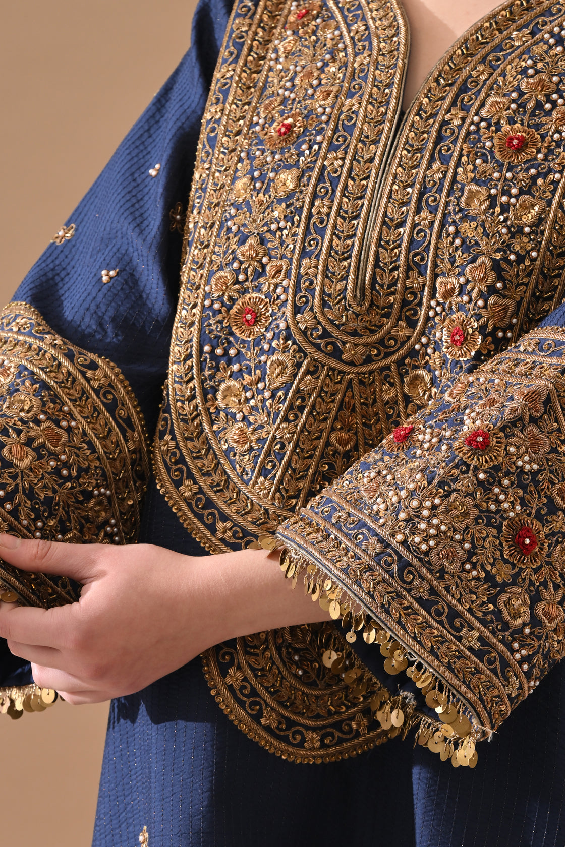 Deep Navy Ornate Embroidered Suit Set