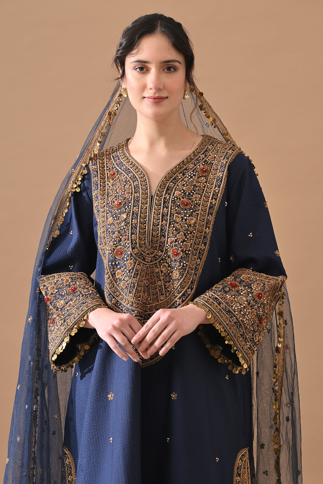 Deep Navy Ornate Embroidered Suit Set