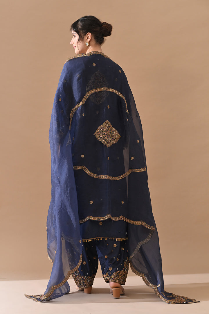 Navy Blue Classic Hand Embroidered Kurta Set