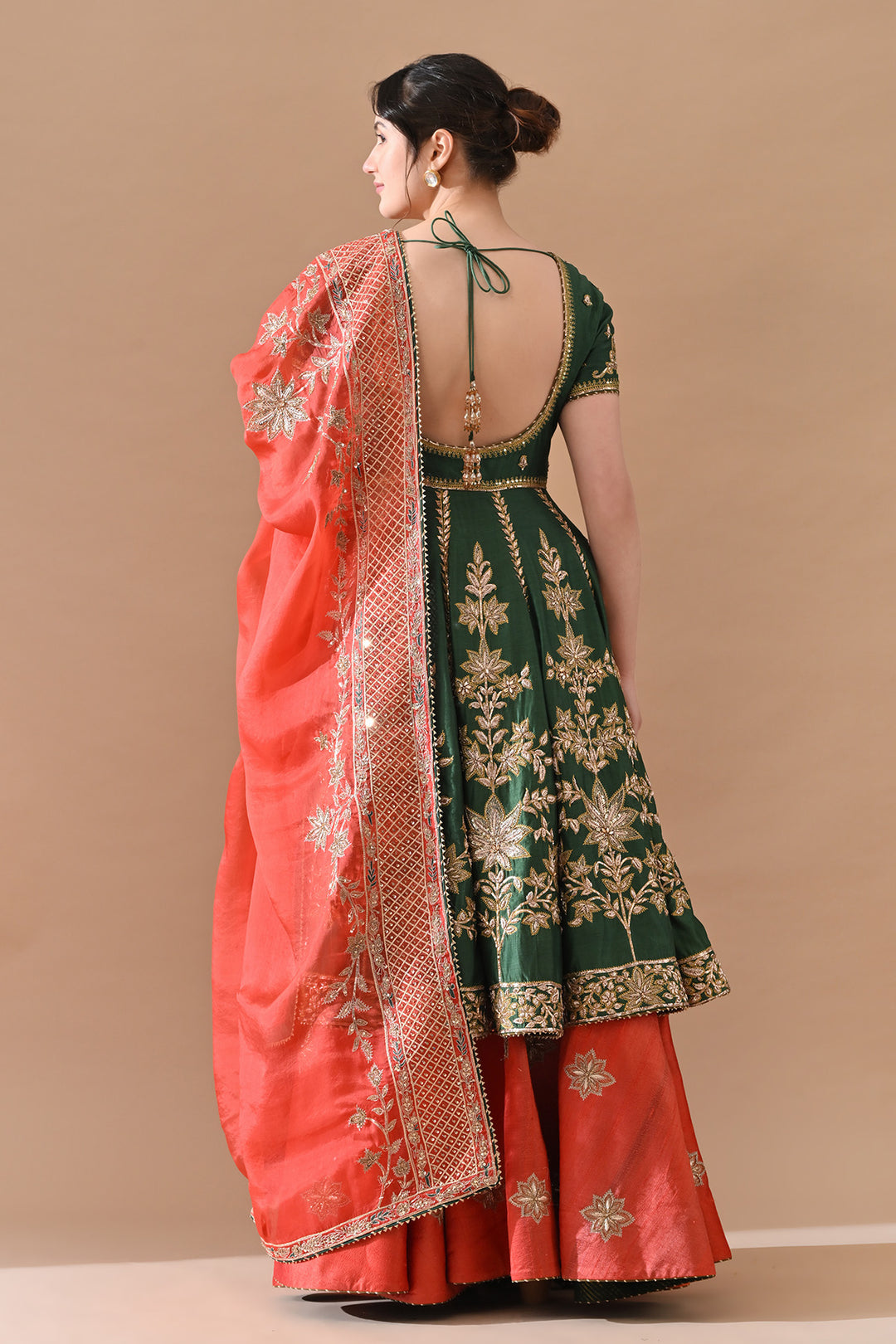 Green Zardozi Embroidered Lehenga With Contrast Handwork Dupatta