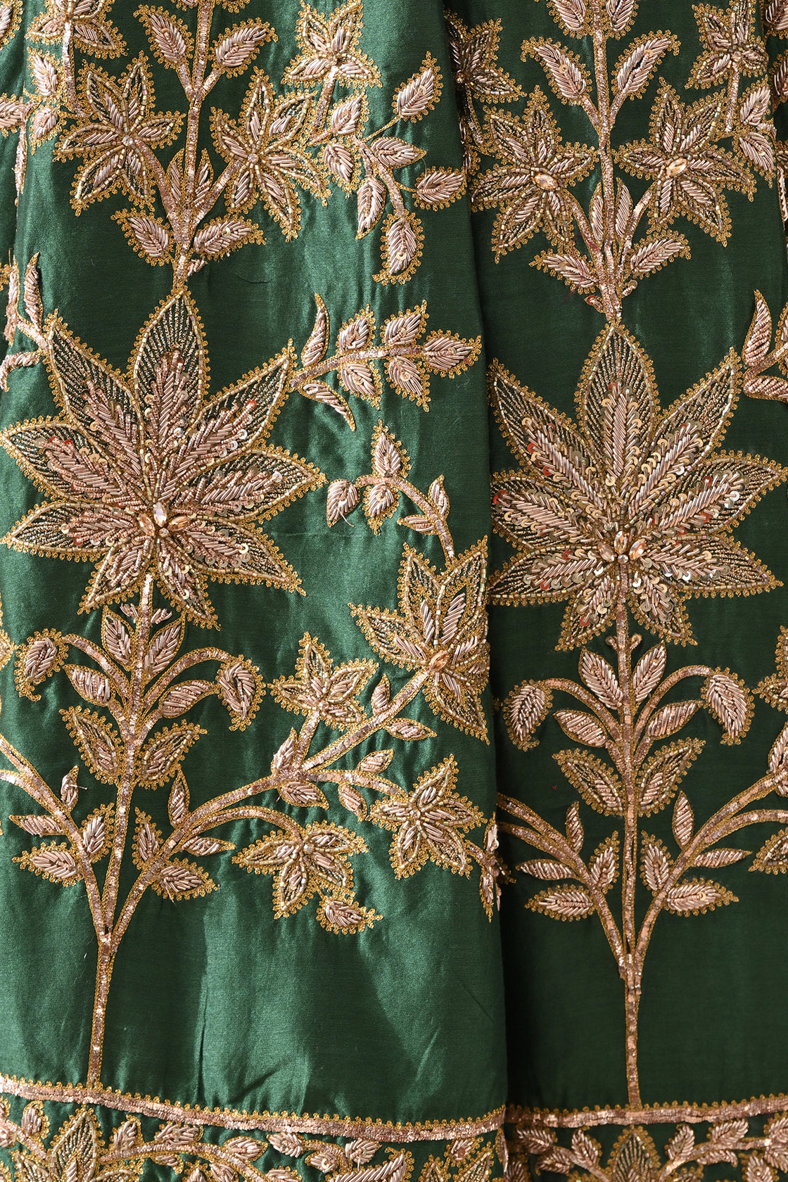Green Zardozi Embroidered Lehenga With Contrast Handwork Dupatta