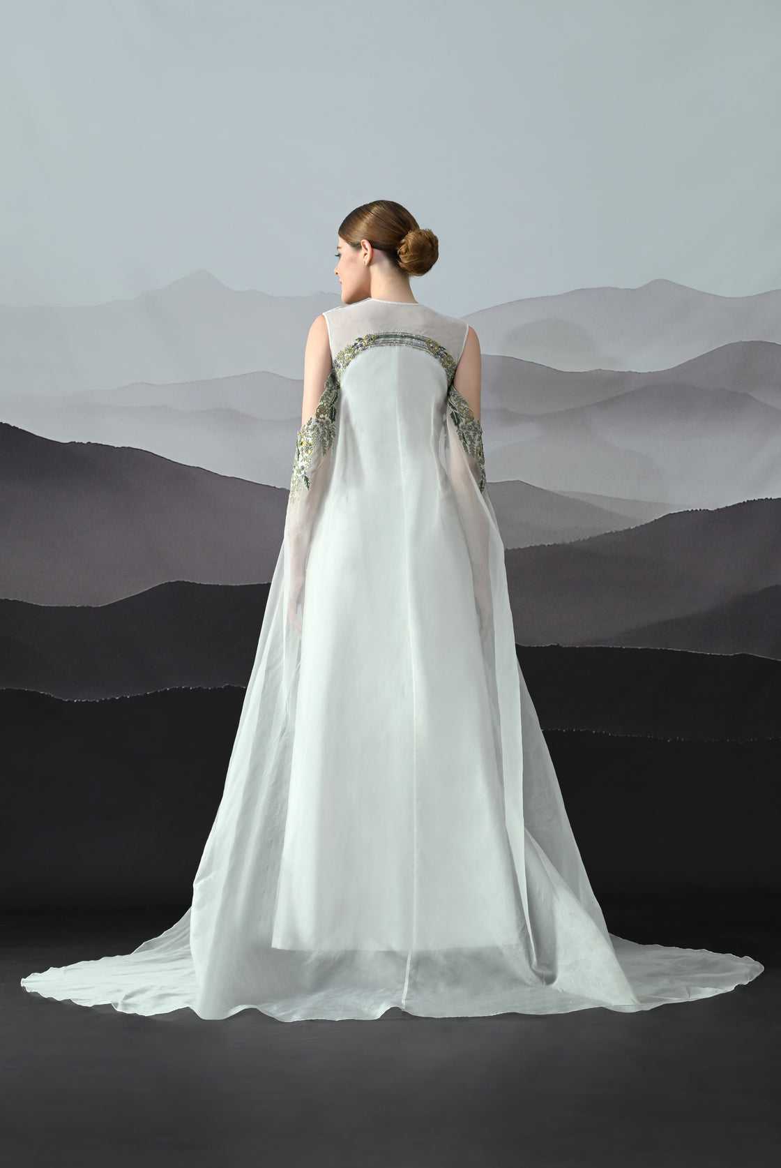 Ivory Gown with Handworked Geometric Florals