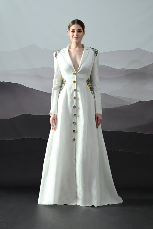 Ivory Dress Crafted with Delicate Embroidered Accents
