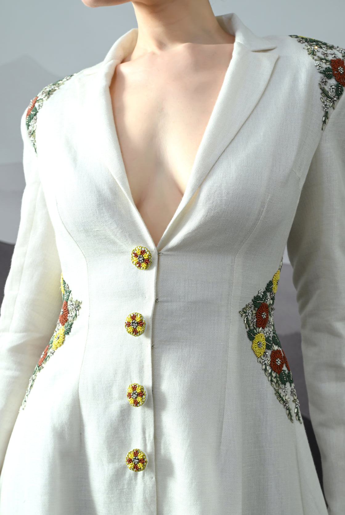 Ivory Dress Crafted with Delicate Embroidered Accents