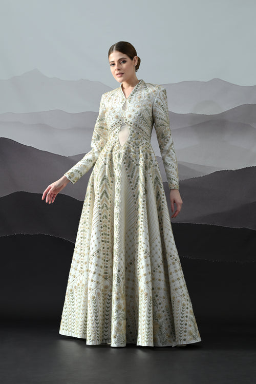 Ivory Silhouette with Intricate Hand-Embroidered Motifs