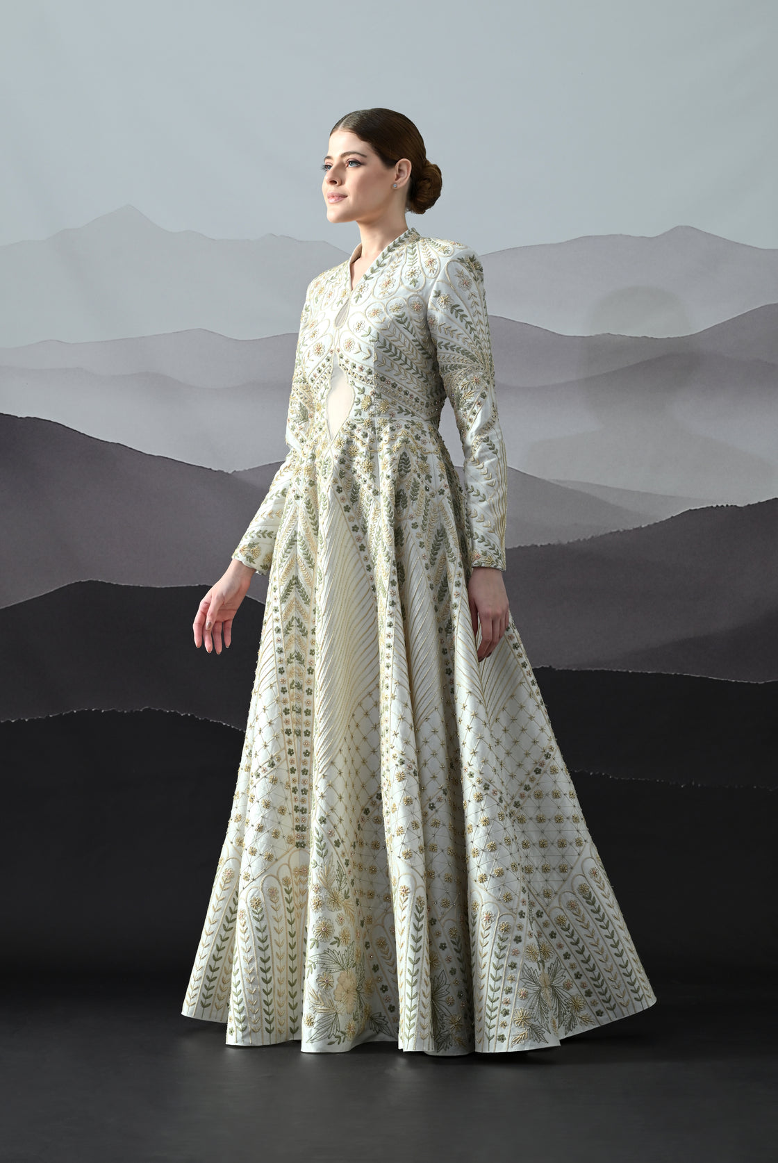 Ivory Silhouette with Intricate Hand-Embroidered Motifs