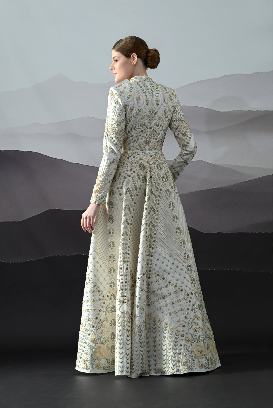 Ivory Silhouette with Intricate Hand-Embroidered Motifs