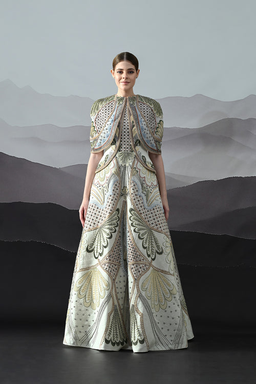Ivory Silhouette With Artisanal Handwork And Layered Construction