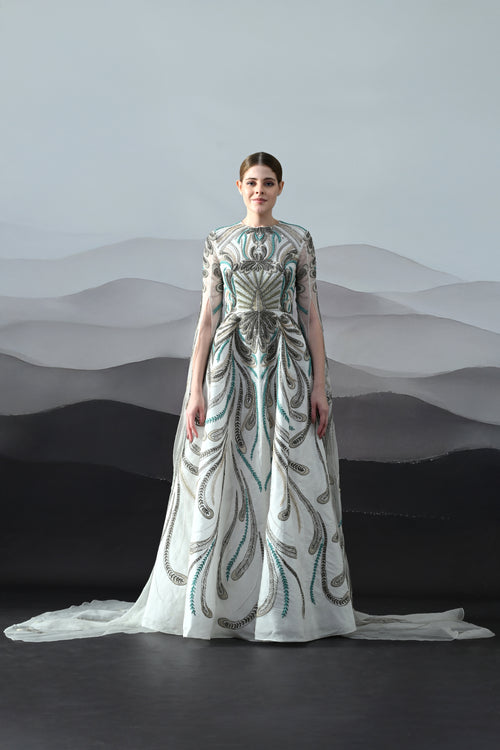 Ivory Gown Defined by Handworked Vines