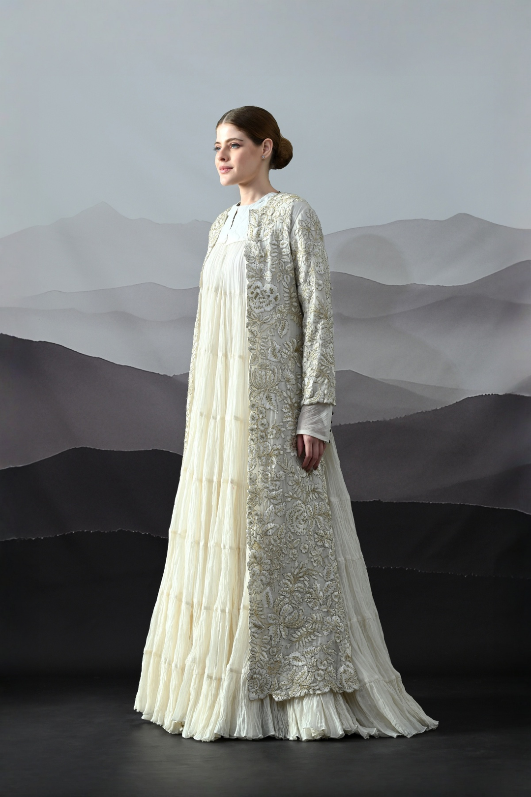 Ivory Intricate Embroidery Layered Set