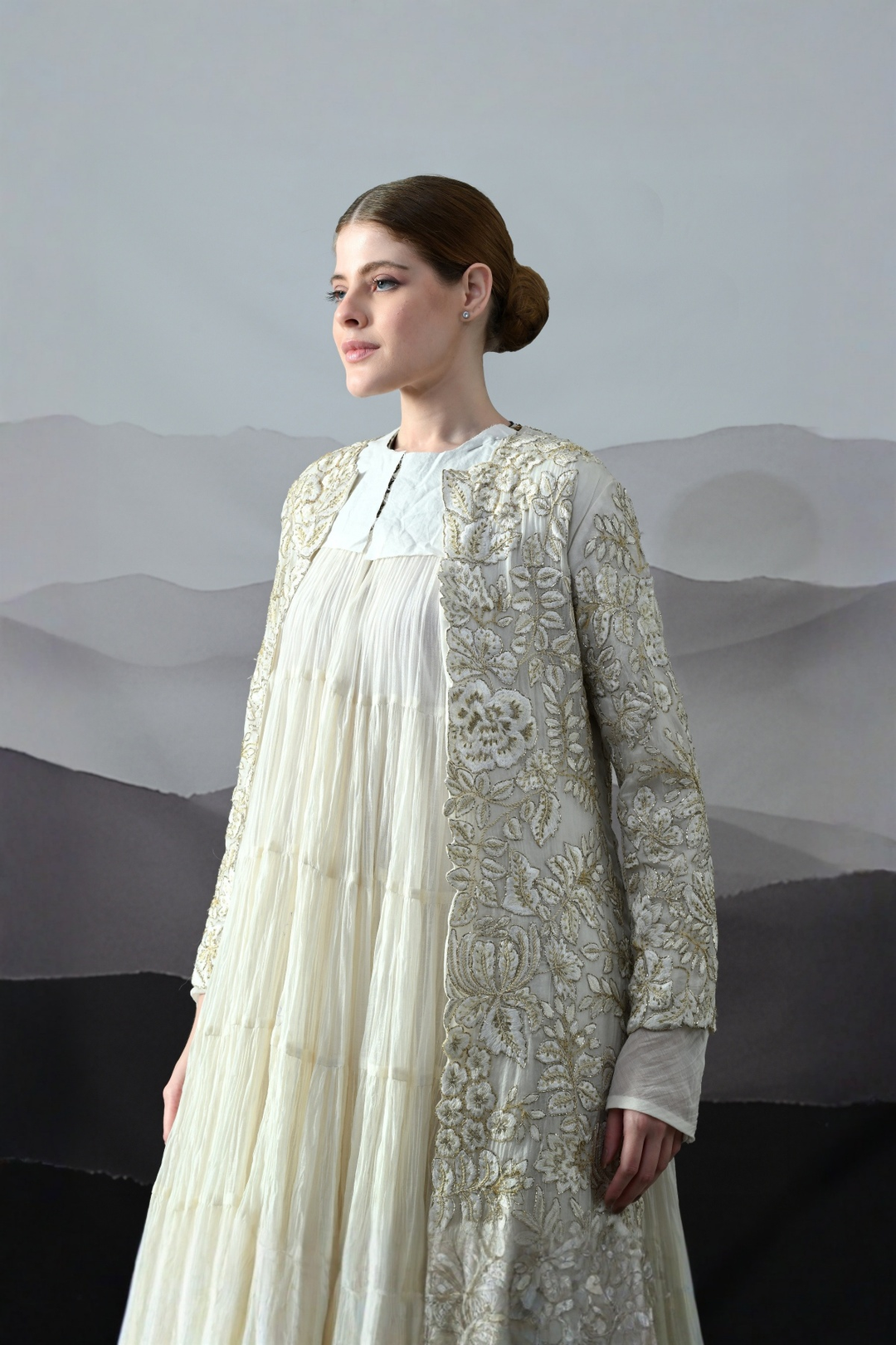Ivory Intricate Embroidery Layered Set