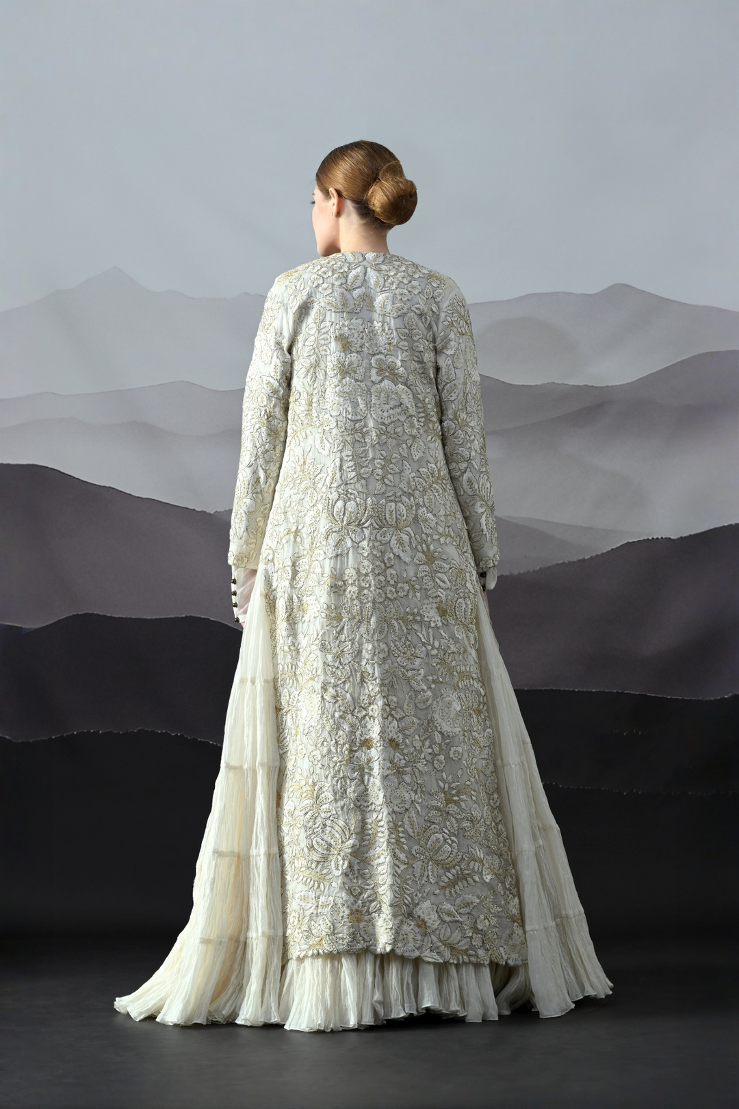 Ivory Intricate Embroidery Layered Set