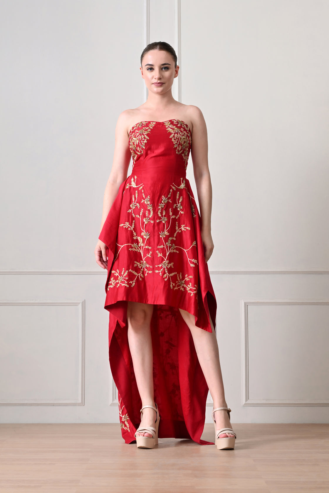 samant chauhan embroidered shirt dress Samant Chauhan Embroidered Colorblock Shirt Dress