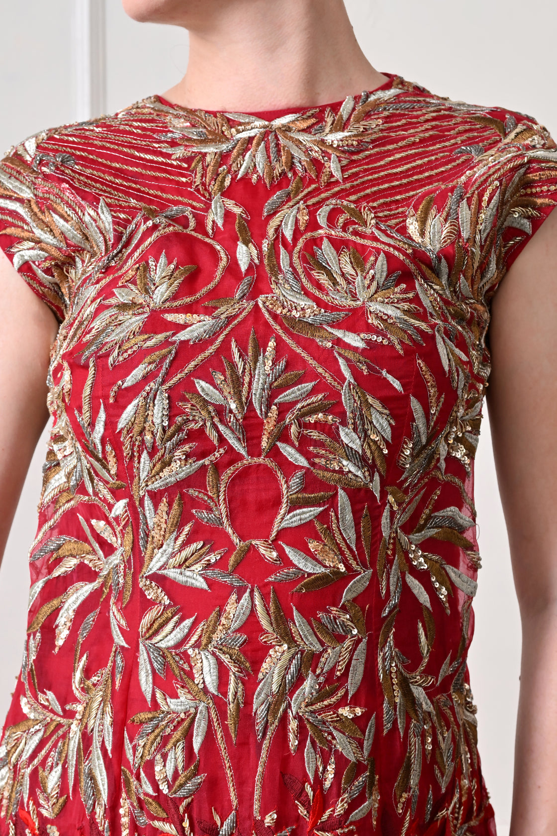 Crimson Red Flared Gown