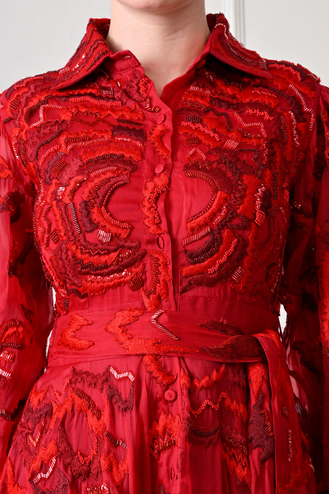 Scarlet Red Embroidered Gown