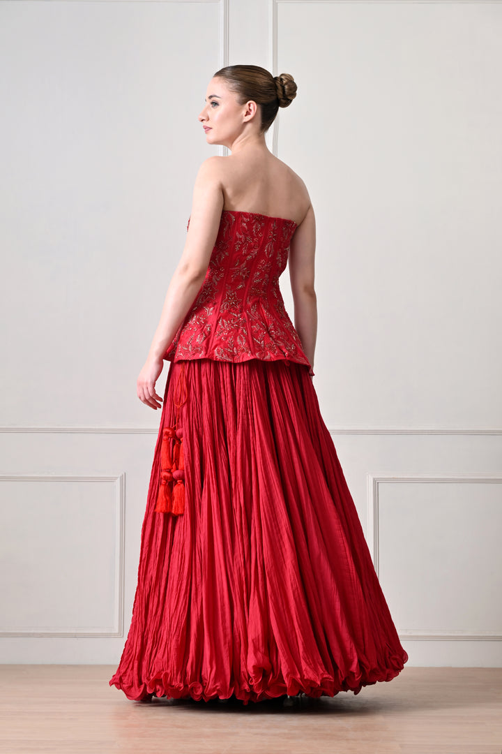 Opulent Rouge Corset &amp; Skirt Ensemble