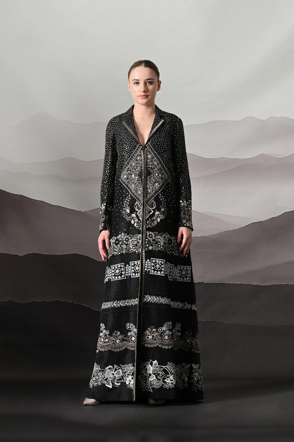 Black Jacket Defined By Precision Handwork And Vertical Continuity