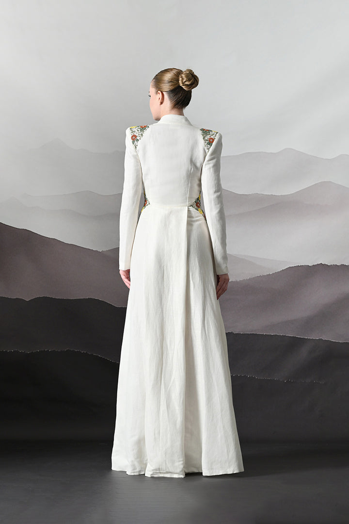Ivory Dress Crafted With Delicate Embroidered Accents