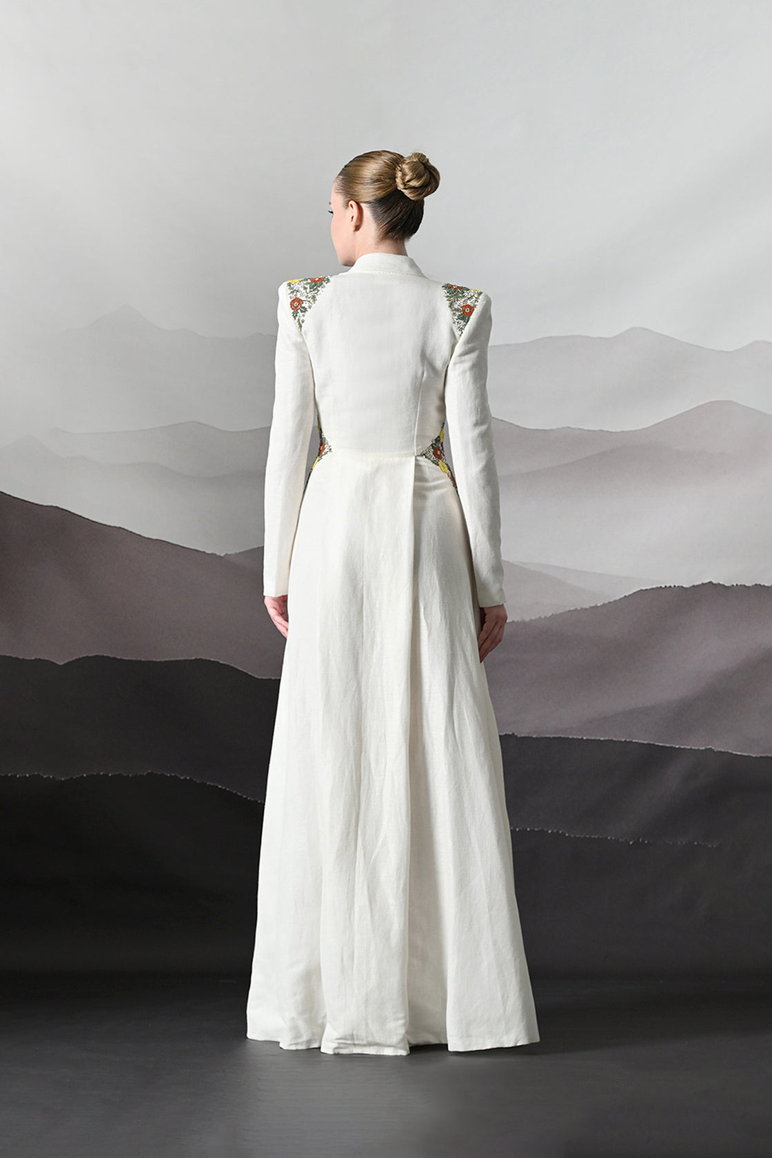 Ivory Dress Crafted With Delicate Embroidered Accents