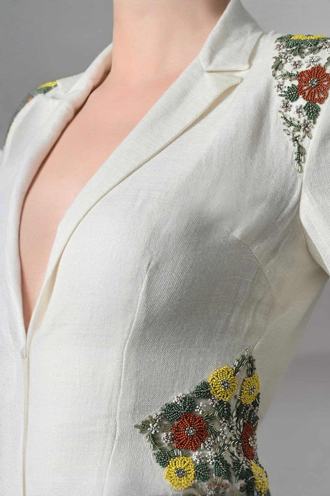 Ivory Dress Crafted With Delicate Embroidered Accents