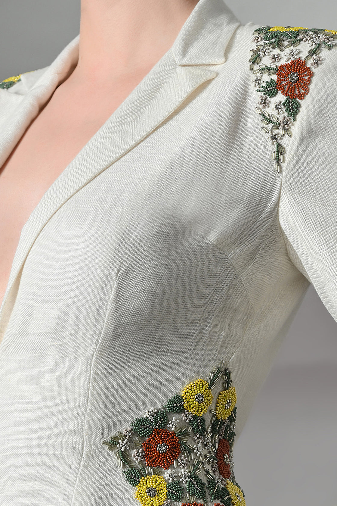 Ivory Dress Crafted With Delicate Embroidered Accents
