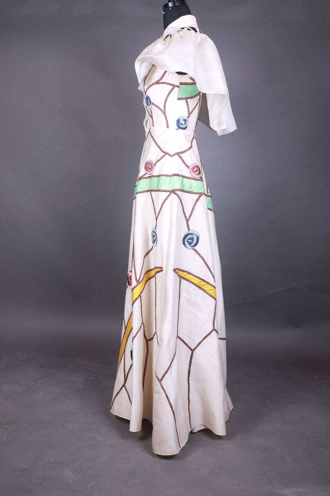 Cape Style Ruffle Shoulder Gown