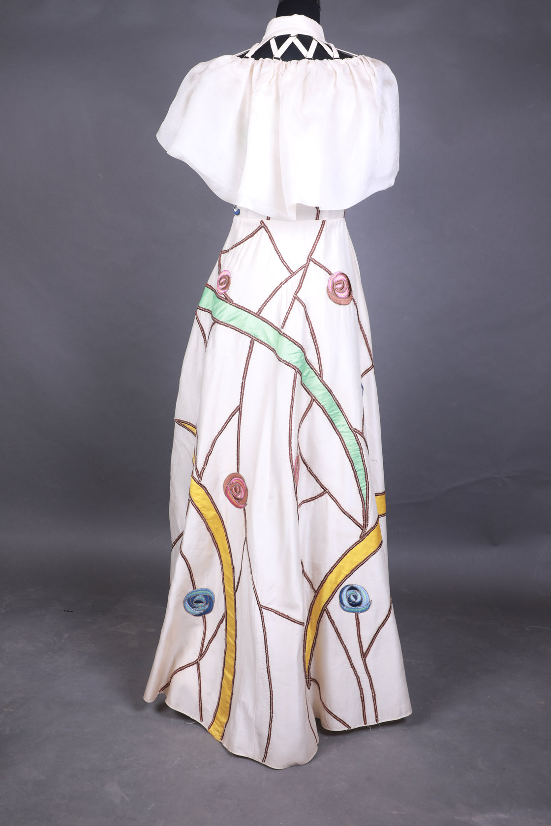 Cape Style Ruffle Shoulder Gown