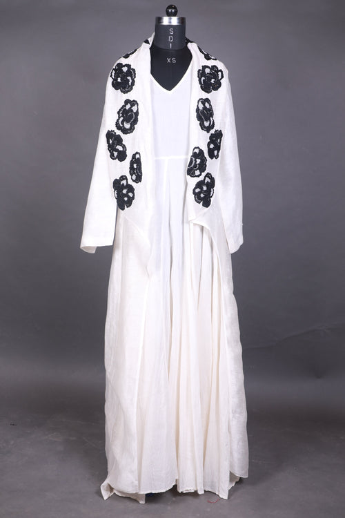 Crimson Black Cotton Silk Set with Matching Jacket