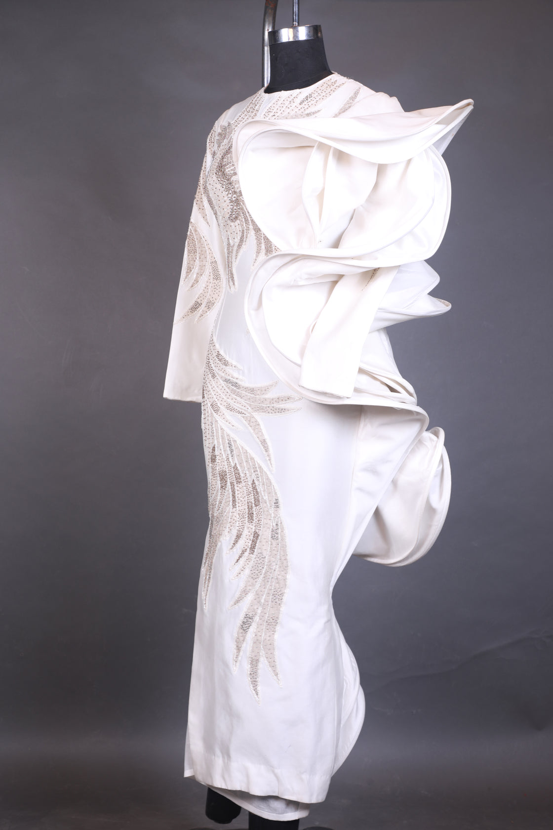 White embroidered gown