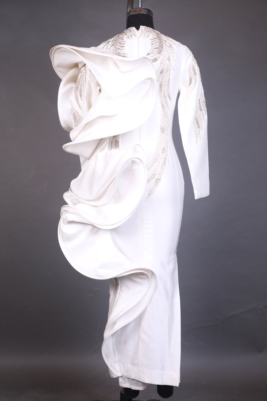 White embroidered gown