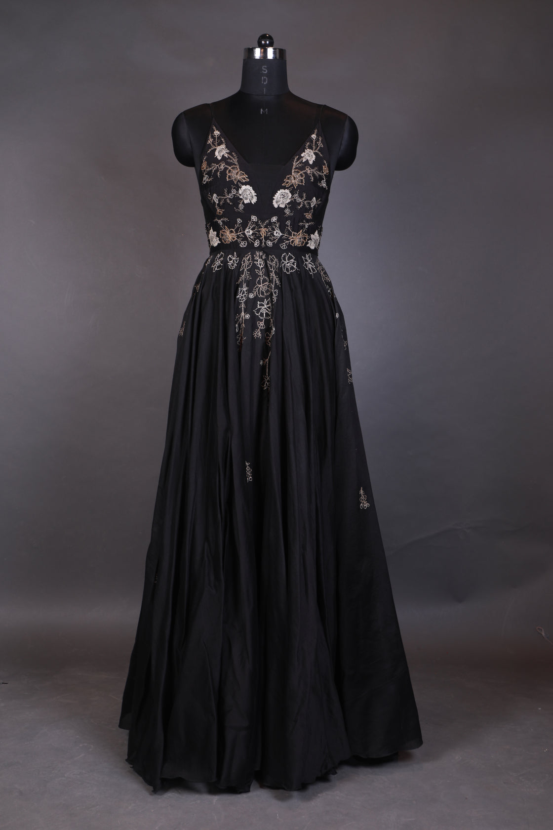 Black gown crafted in luxurious cotton silk