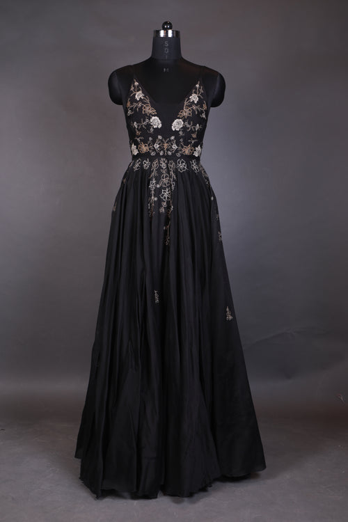 Black gown crafted in luxurious cotton silk