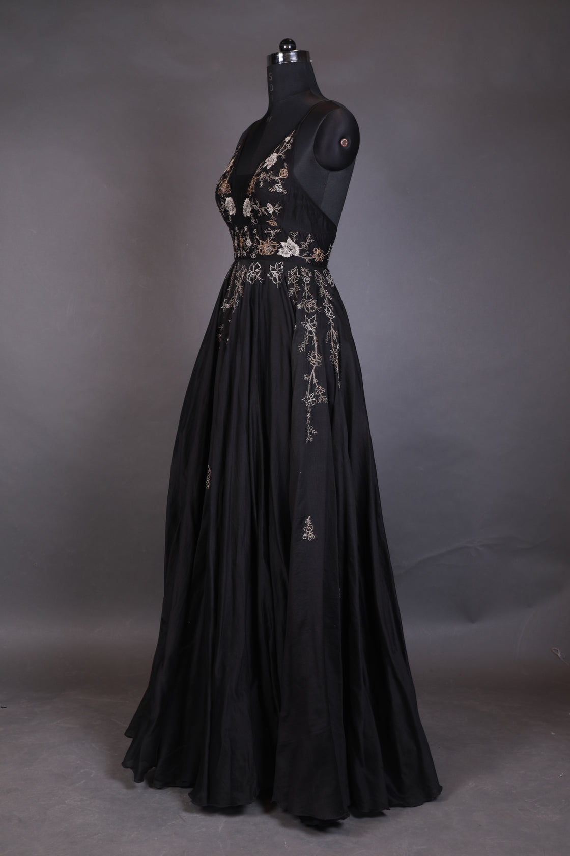 Black gown crafted in luxurious cotton silk