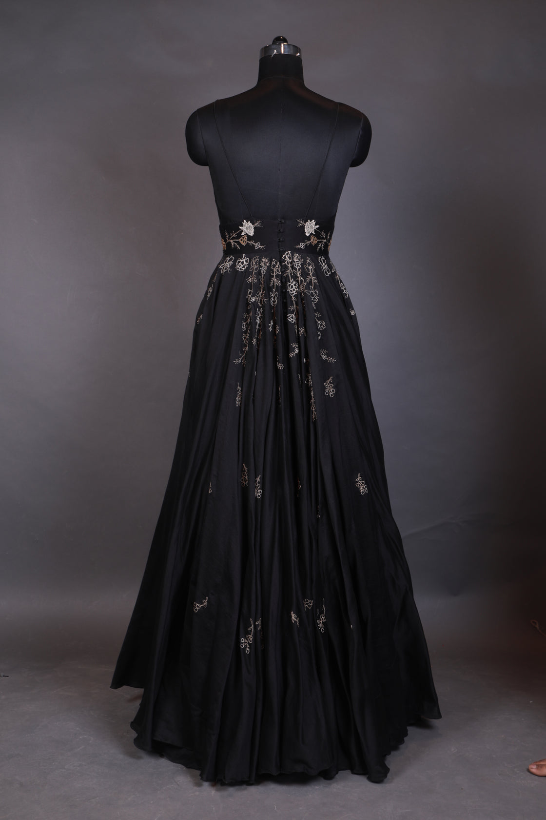Black gown crafted in luxurious cotton silk