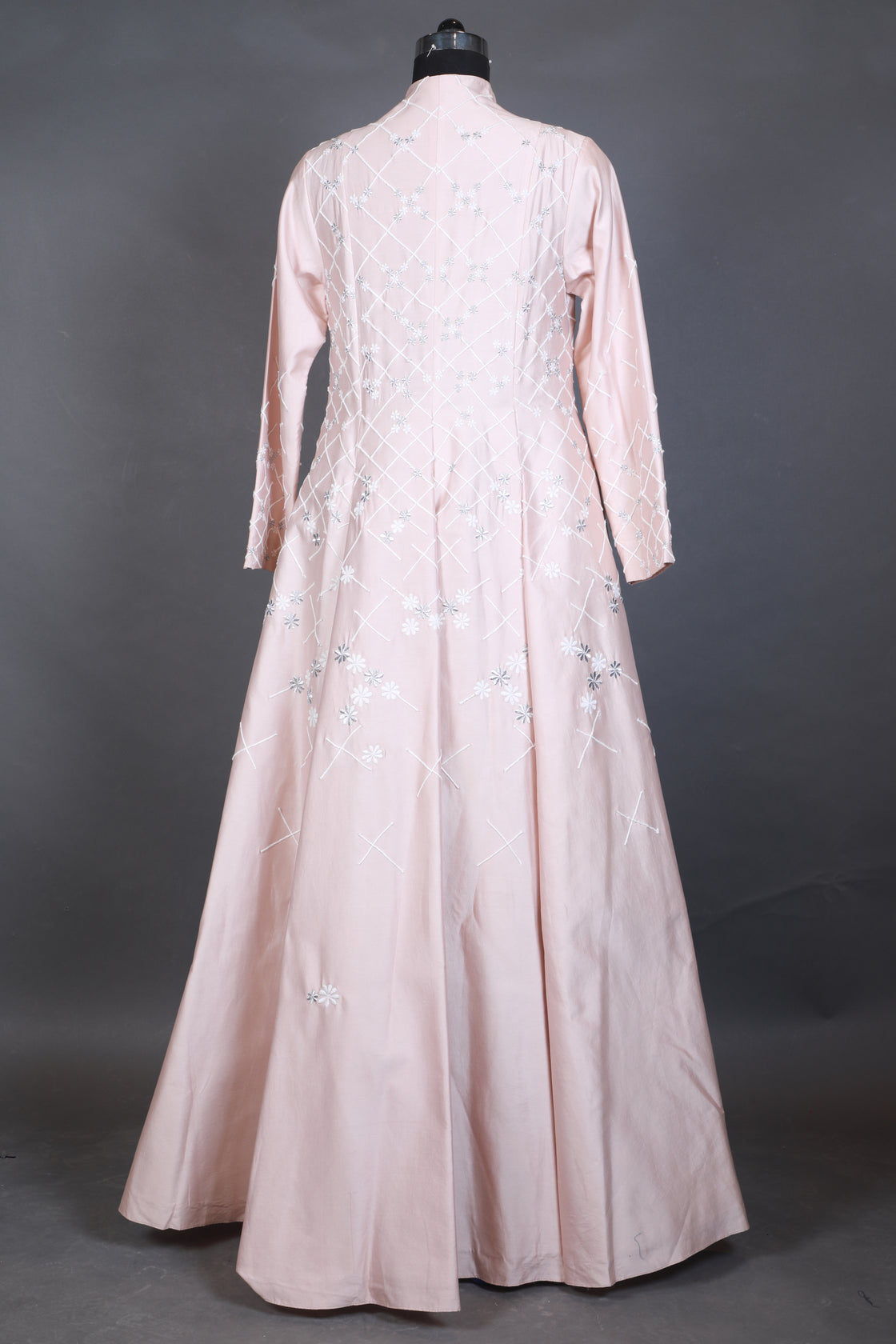 Lapel Collar Embroidered Gown