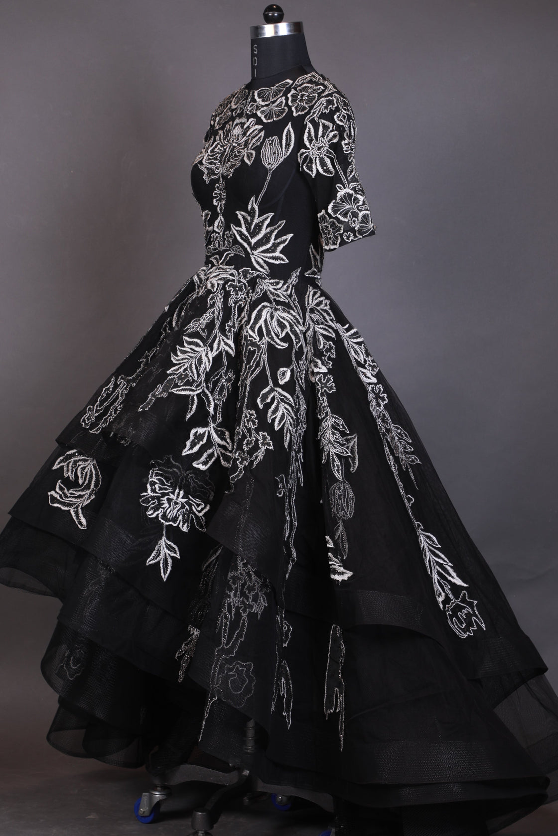 Midnight Ember Embroidered Gown