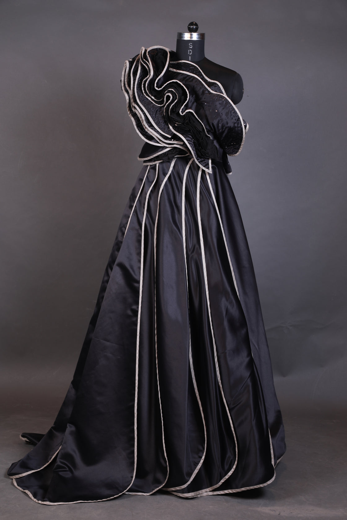 Black gown crafted in luxurious cotton silk