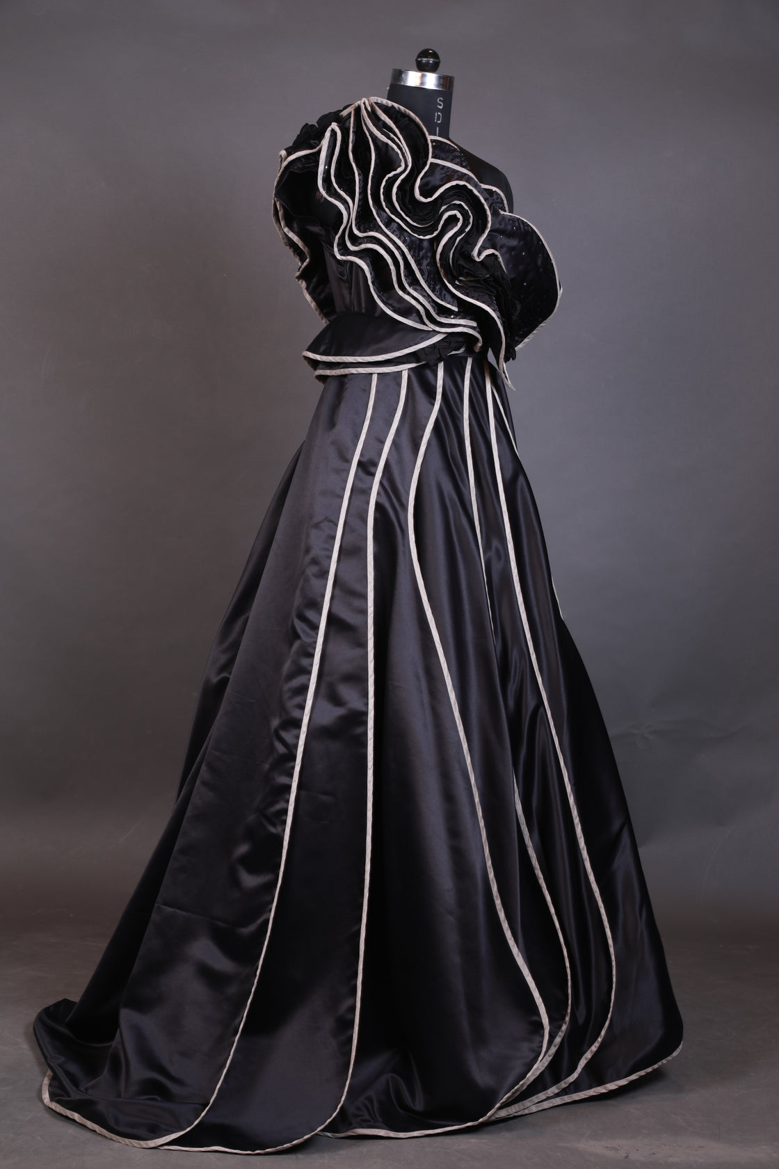 Black gown crafted in luxurious cotton silk