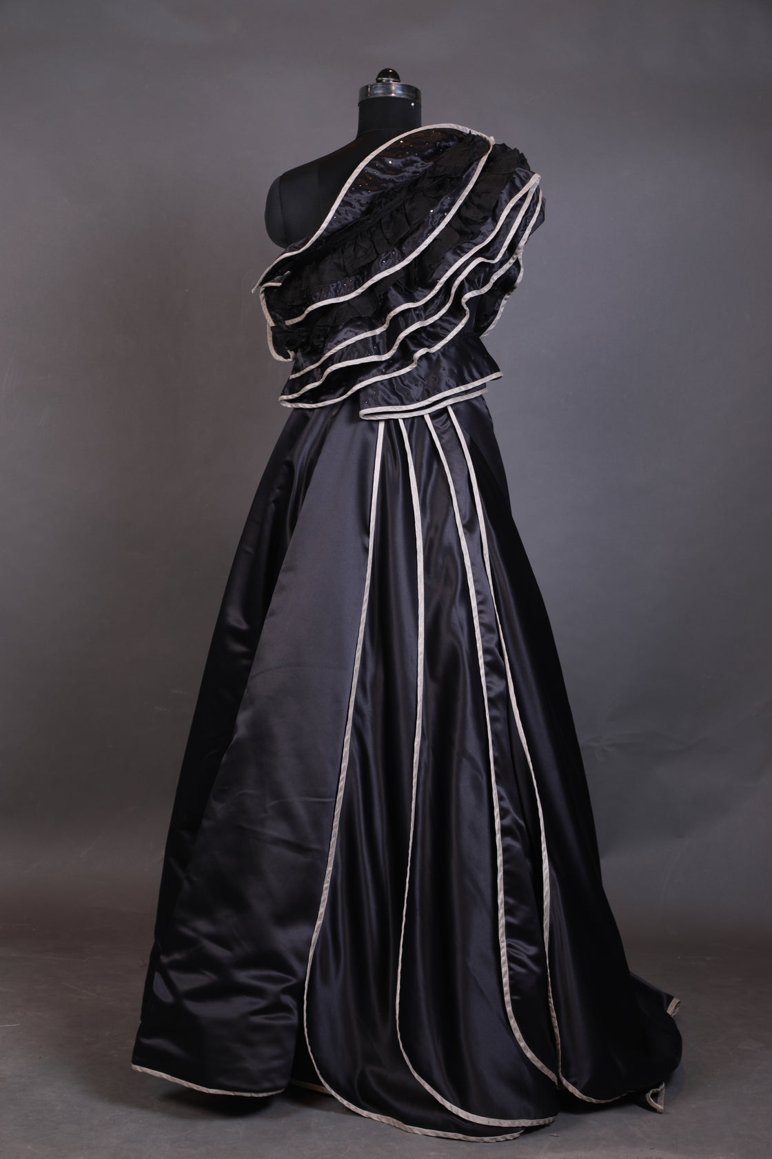 Black gown crafted in luxurious cotton silk