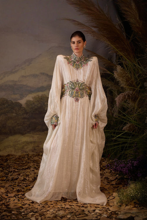 Ivory Celestial High Neck Kaftan