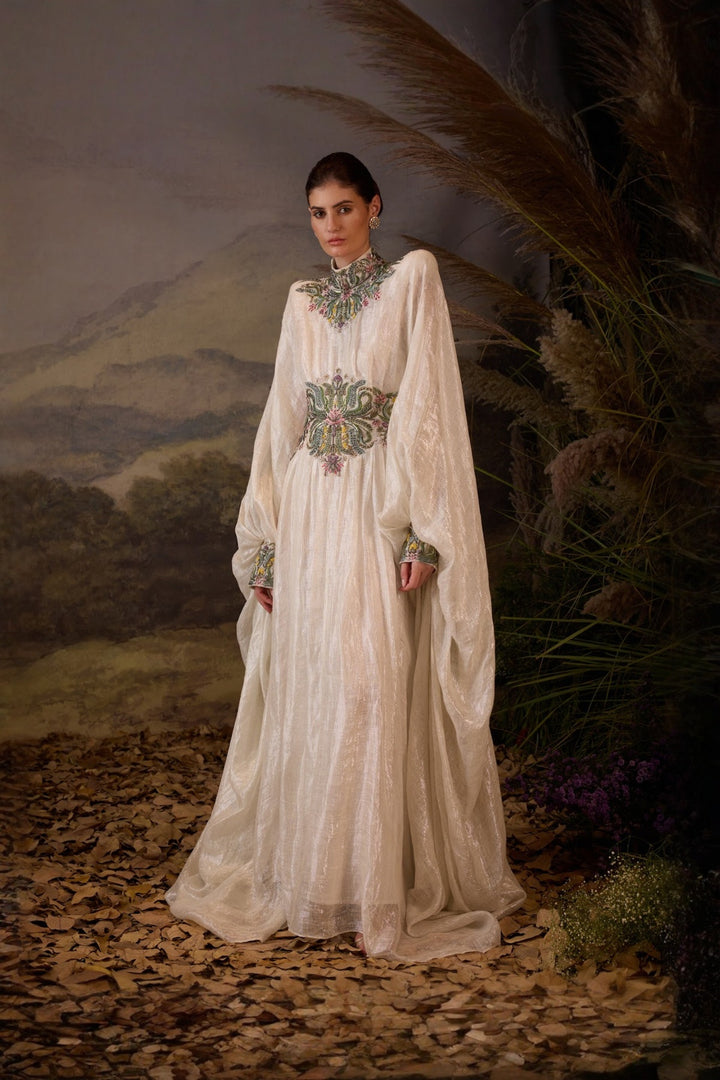 Ivory Celestial High Neck Kaftan