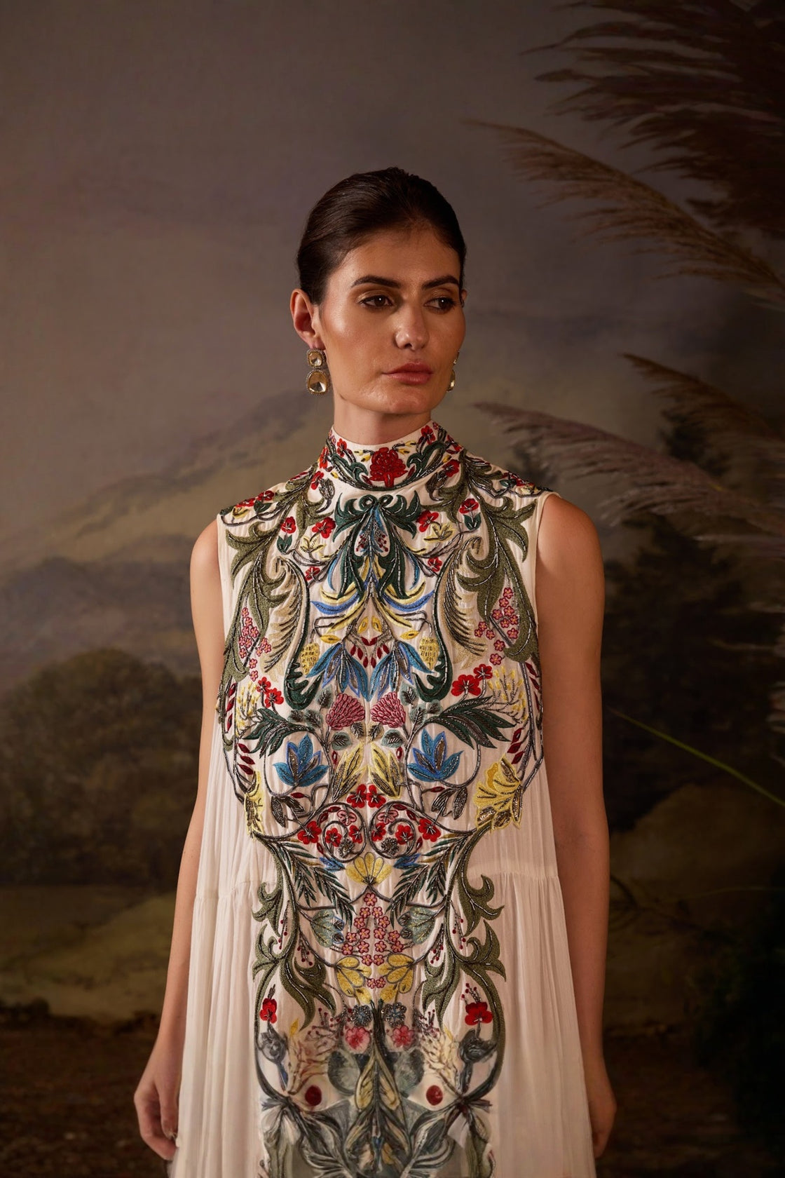 Ivory Bloom Embroidered Garden Tier Dress