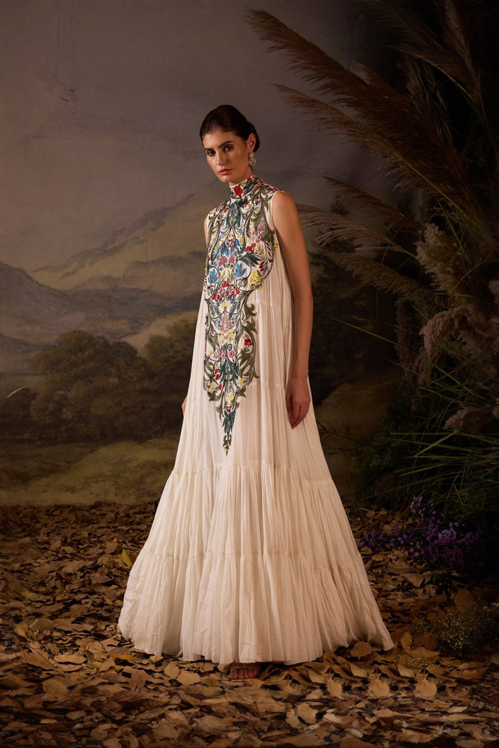 Ivory Bloom Embroidered Garden Tier Dress