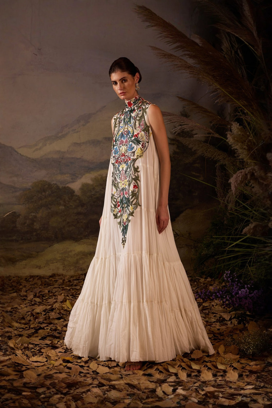 Ivory Bloom Embroidered Garden Tier Dress